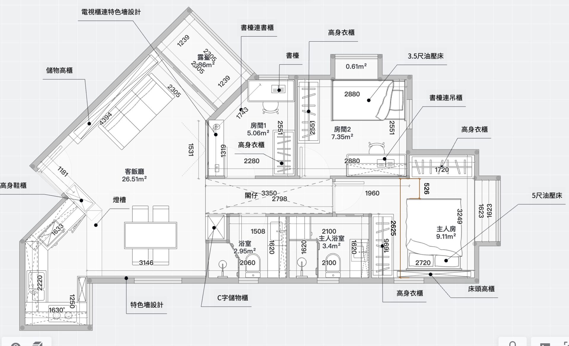 杏花邨42座8樓7室 713呎裝修案例｜AC 藝創室內設計
