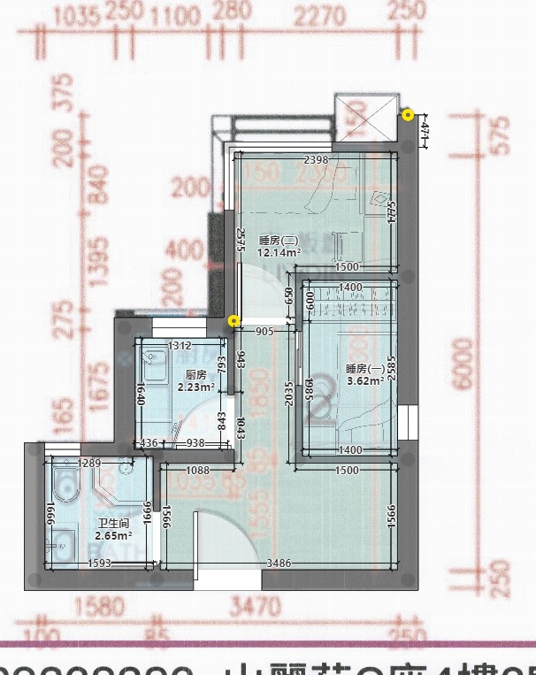 山麗苑C座4樓2室 AC 設計師家私擺位圖 開放式變兩房