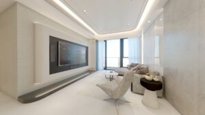 元朗爾巒 A 室｜現代簡約 × 輕奢風格 ｜懸浮電視櫃 + 大理石餐桌
