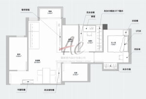 582呎三房兩廳平面圖設計案例｜AC 訂造傢俬方案 + 工程預算 HKD 20 萬區間