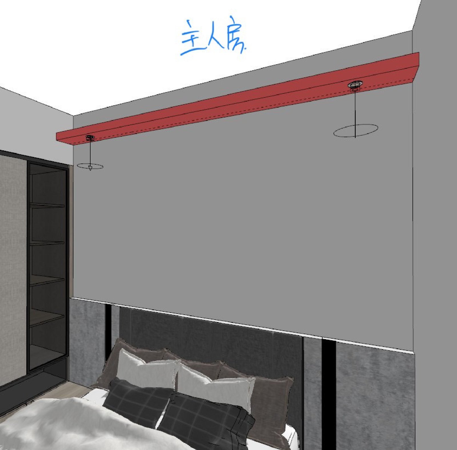 啟德主人房訂造立面圖與走入式衣帽間入口