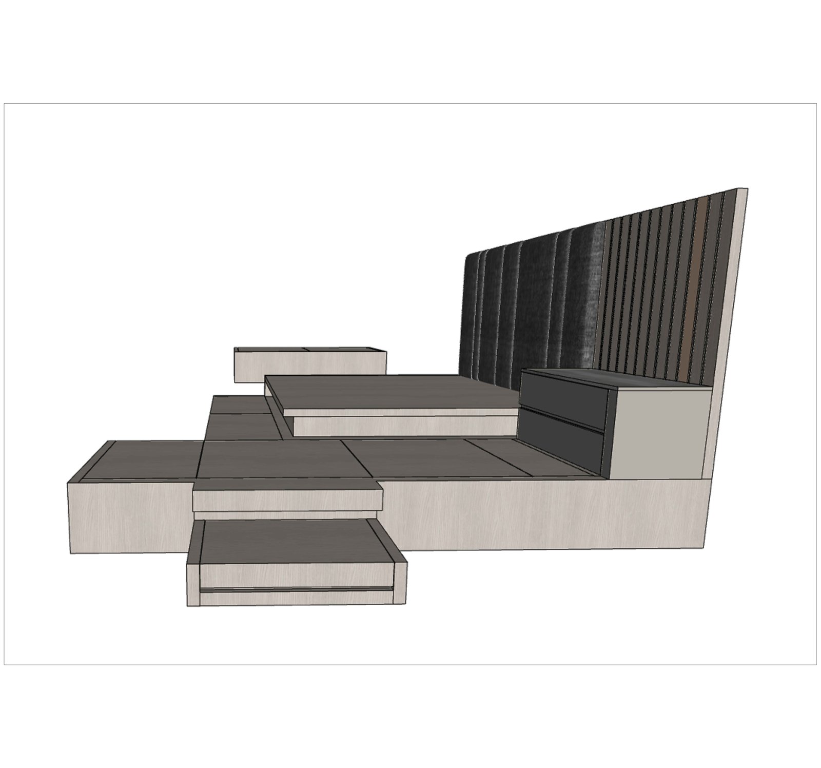 主臥地台與床頭3D設計圖