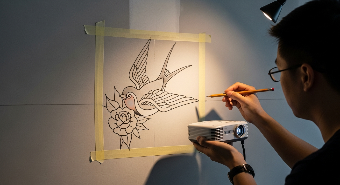 美式風格刺青 DIY 投影描線步驟