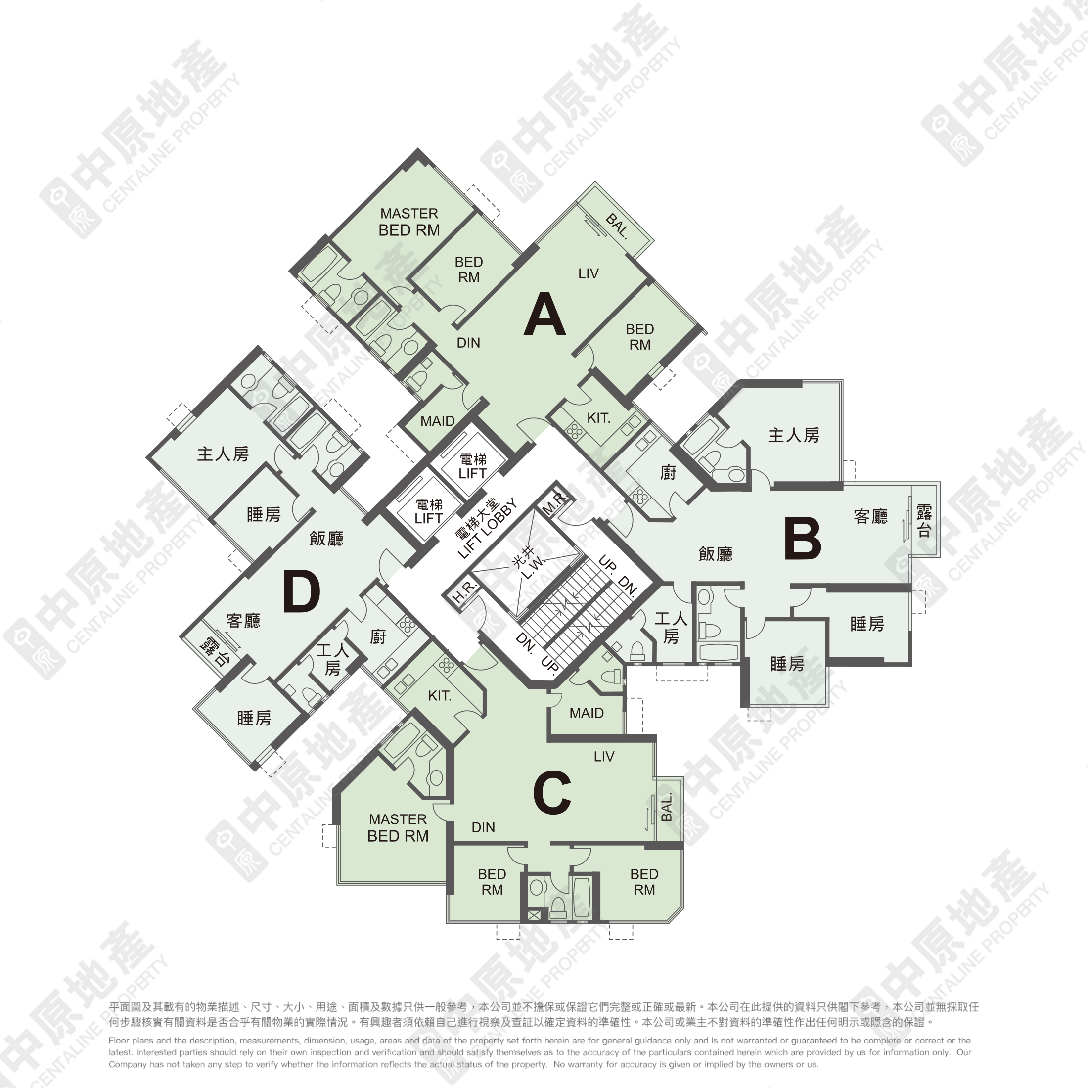 京士柏山道33號爵士花園5座全層平面圖 — 開發商原圖
