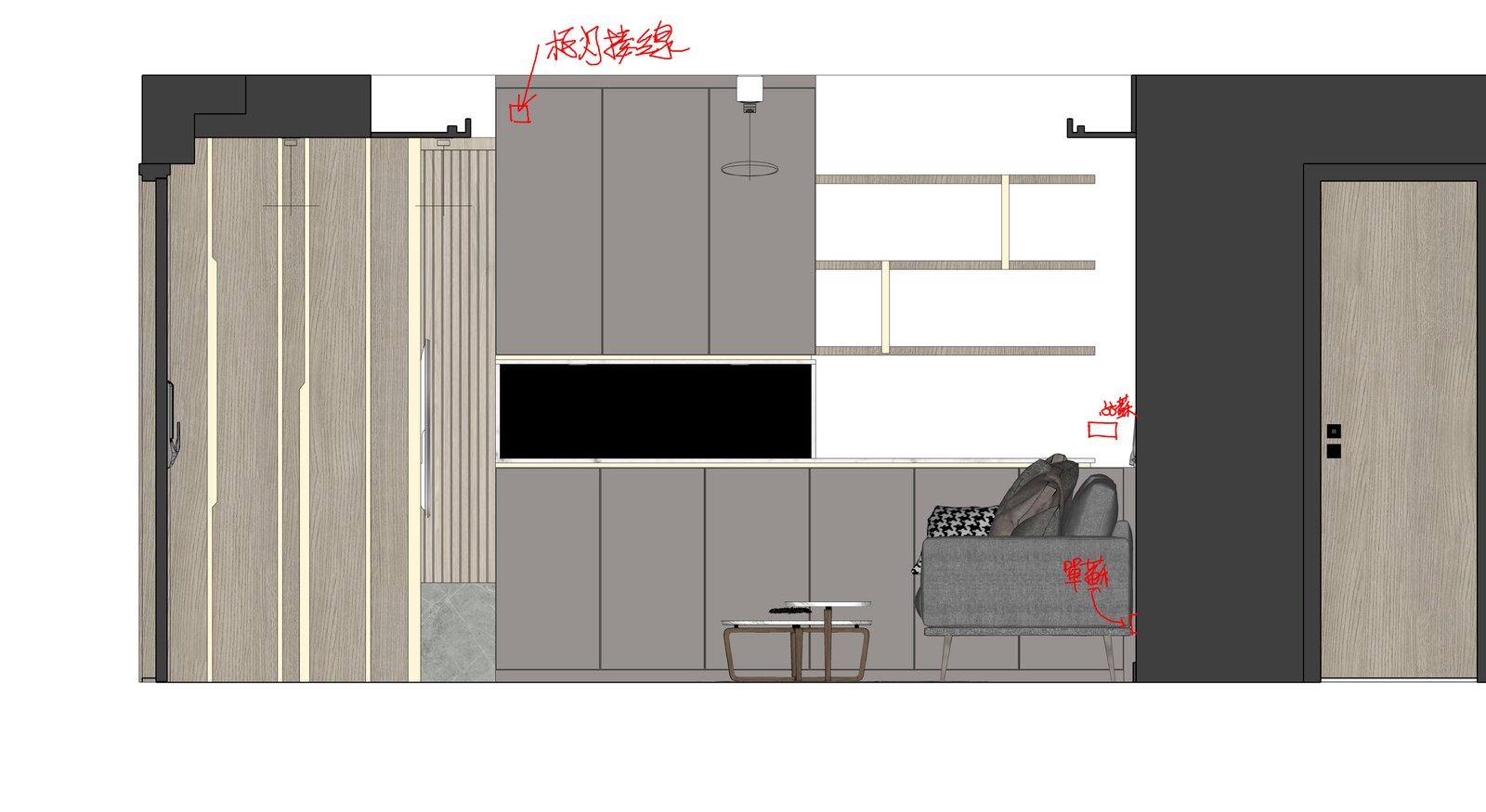 客廳電視牆立面圖