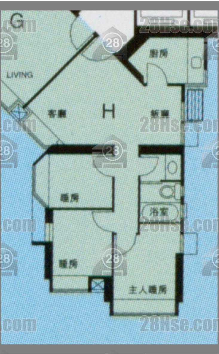景湖居 547呎三房 發展商原始平面圖