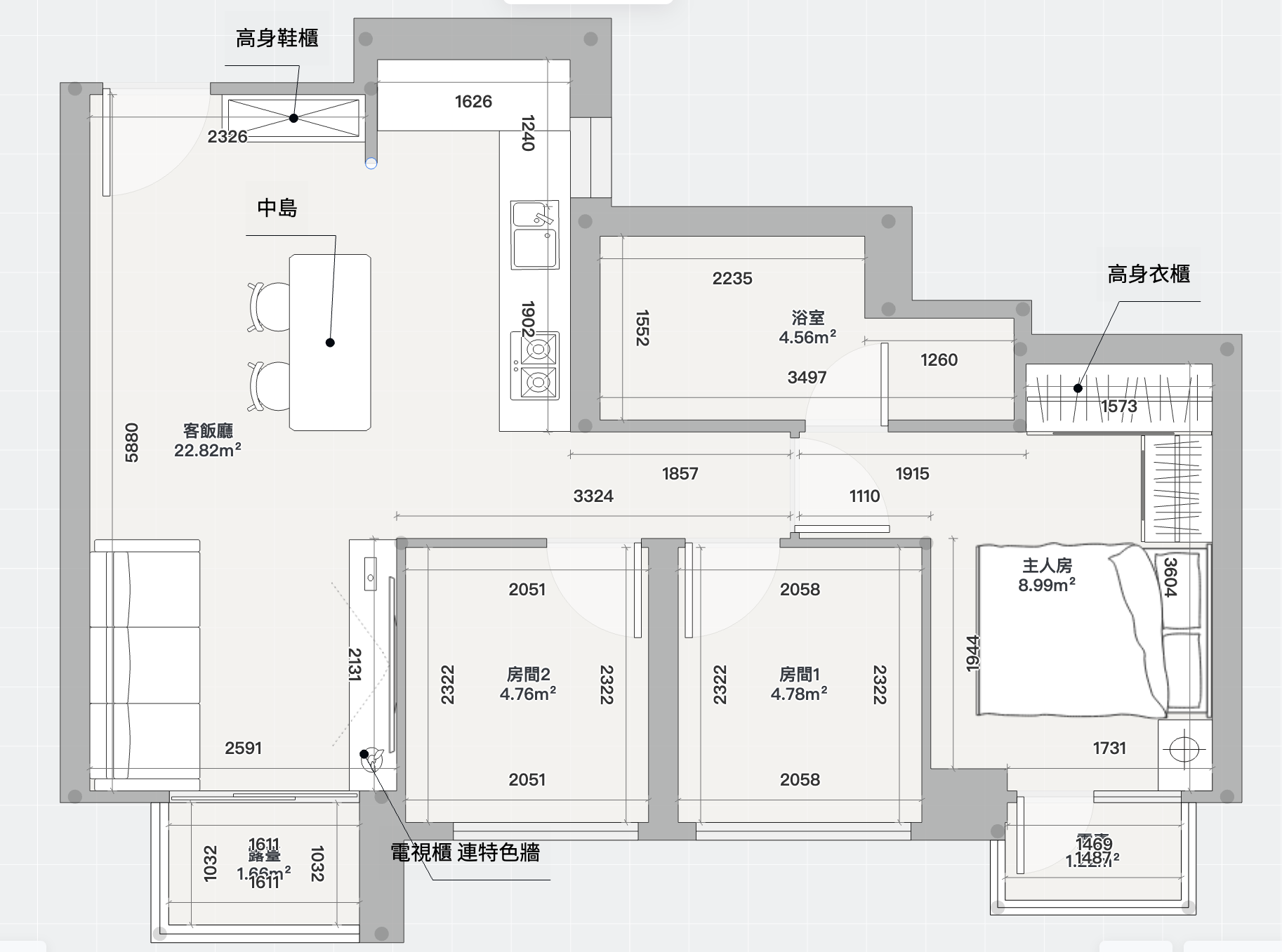 日出康城晉海 2B座30B 訂造傢俬佈局圖