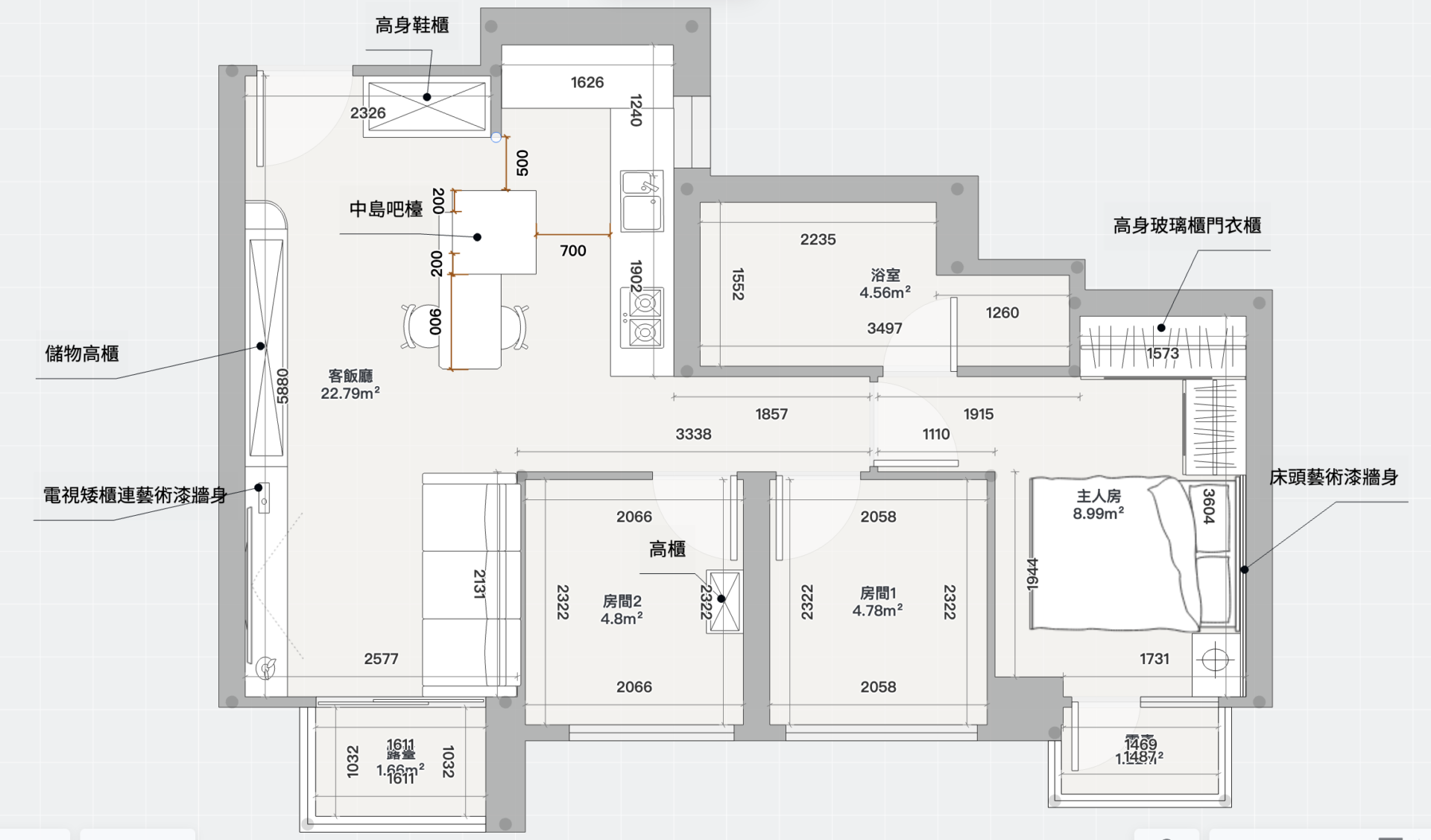 將軍澳 623呎三房衣櫃設計｜報價 + 平面拆解（日出康城晉海 2B座30B）