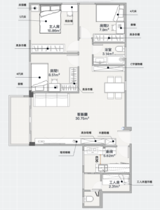 九龍塘 823呎四房家俬設計｜報價 + 平面拆解（雅芳園A室）