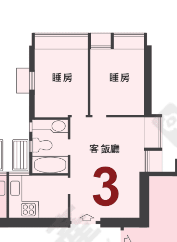 新港城M座 3室 363呎 開發商原裝平面圖