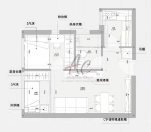 一房變兩房點做？啟德趟門與衣櫃實戰｜啟盈苑18室 375呎平面圖拆解