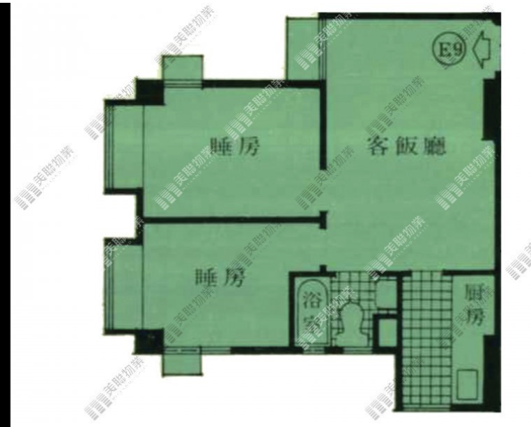 屯門時代廣場E座 9室 346呎一房開發商原始平面圖