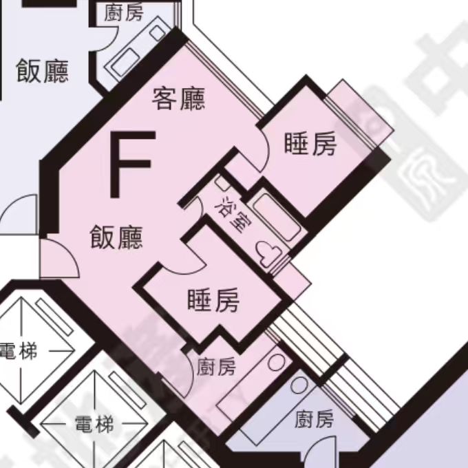 澤豐花園 3座F室 433呎 開發商原始平面圖