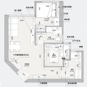 屯門 433呎兩房家俬設計｜報價 + 平面拆解（澤豐花園3座F室）