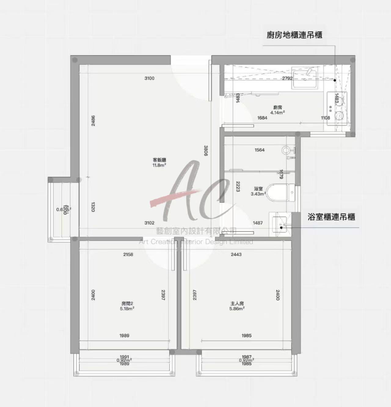 太湖花園 335呎 11座20C AC藝創平面圖及大埔廚櫃設計