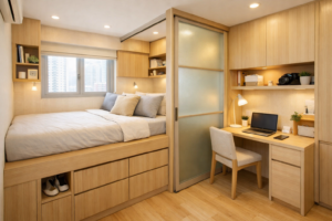 錦柏苑 細單位設計：184呎點分睡眠工作位