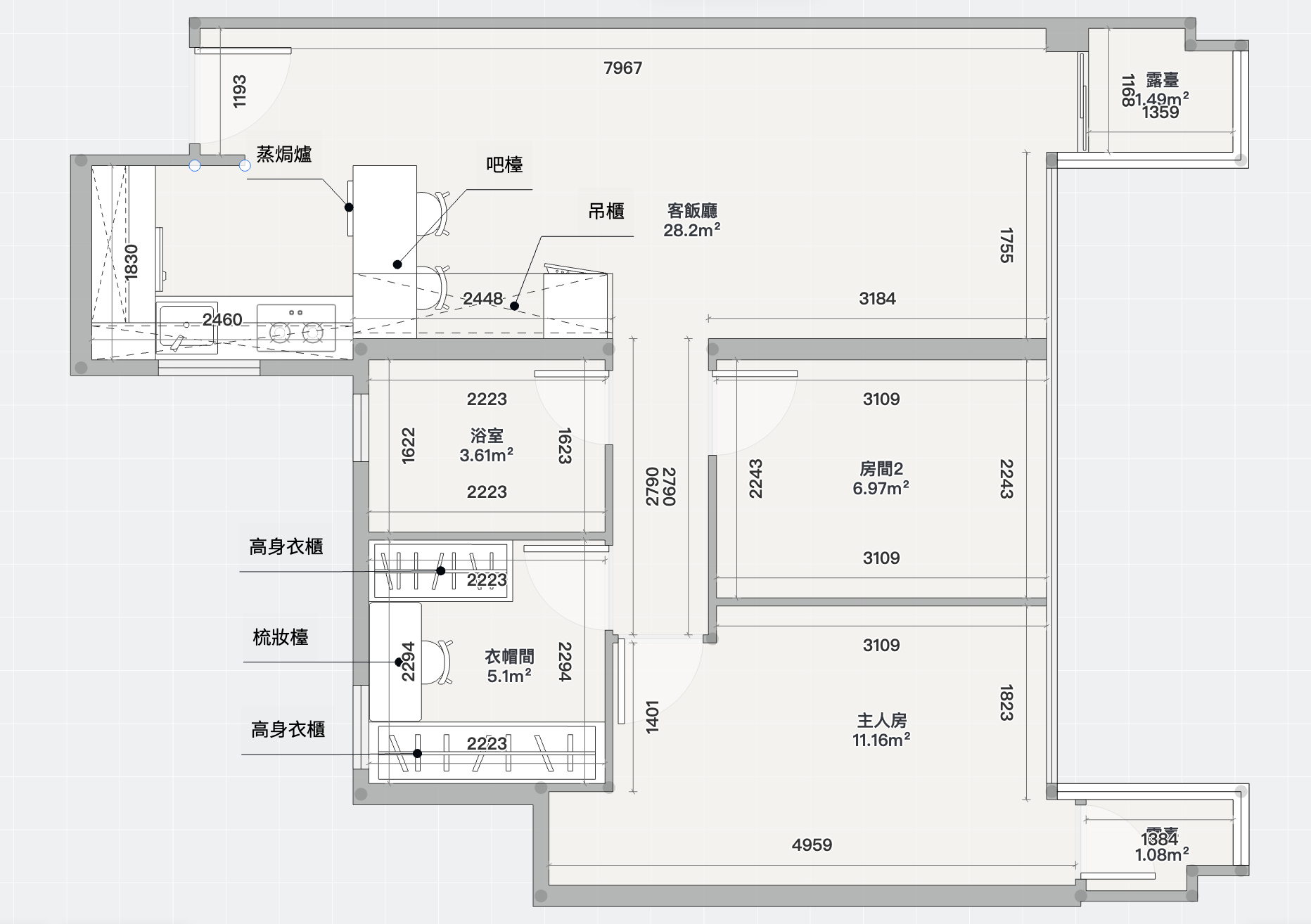 兩房戶型點裝？西貢衣櫃實戰｜逸瓏園 5座M室平面圖拆解