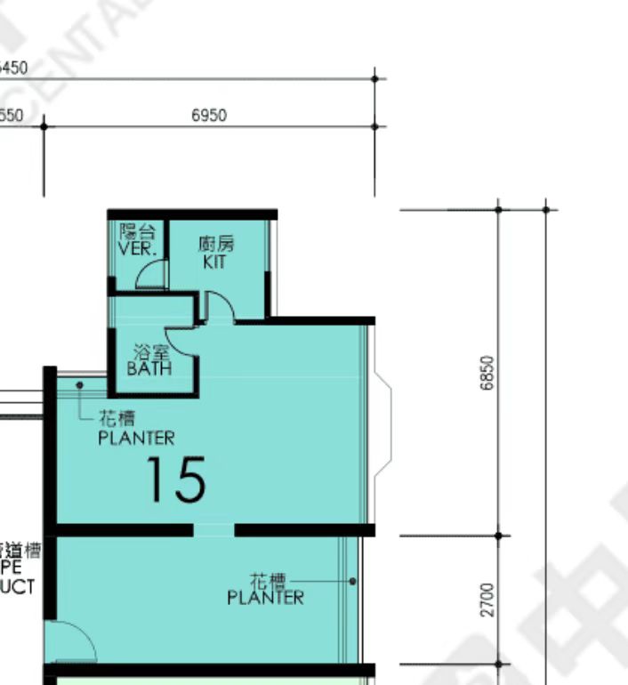 廣源邨廣柏樓 Y4型公屋 598呎開發商原始平面圖