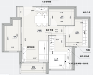 西沙衣櫃與趟門設計｜434呎兩房報價 + 平面拆解（Sierra Sea 1B期3座12樓D室）