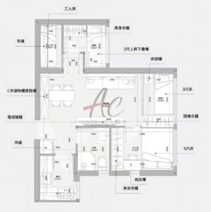 上下格床與衣櫃設計｜啟德 464呎兩房改造實例（啟悅苑B座26樓）