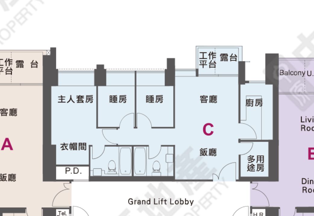 御凱 728呎三房發展商原始平面圖