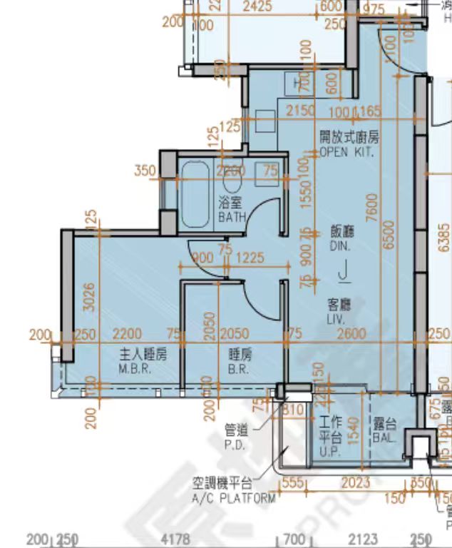 KOKO HILLS 9座J單位 489呎兩房 發展商原始平面圖
